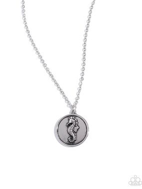 paparazzi Silver Seahorse Coin Pendant Necklace